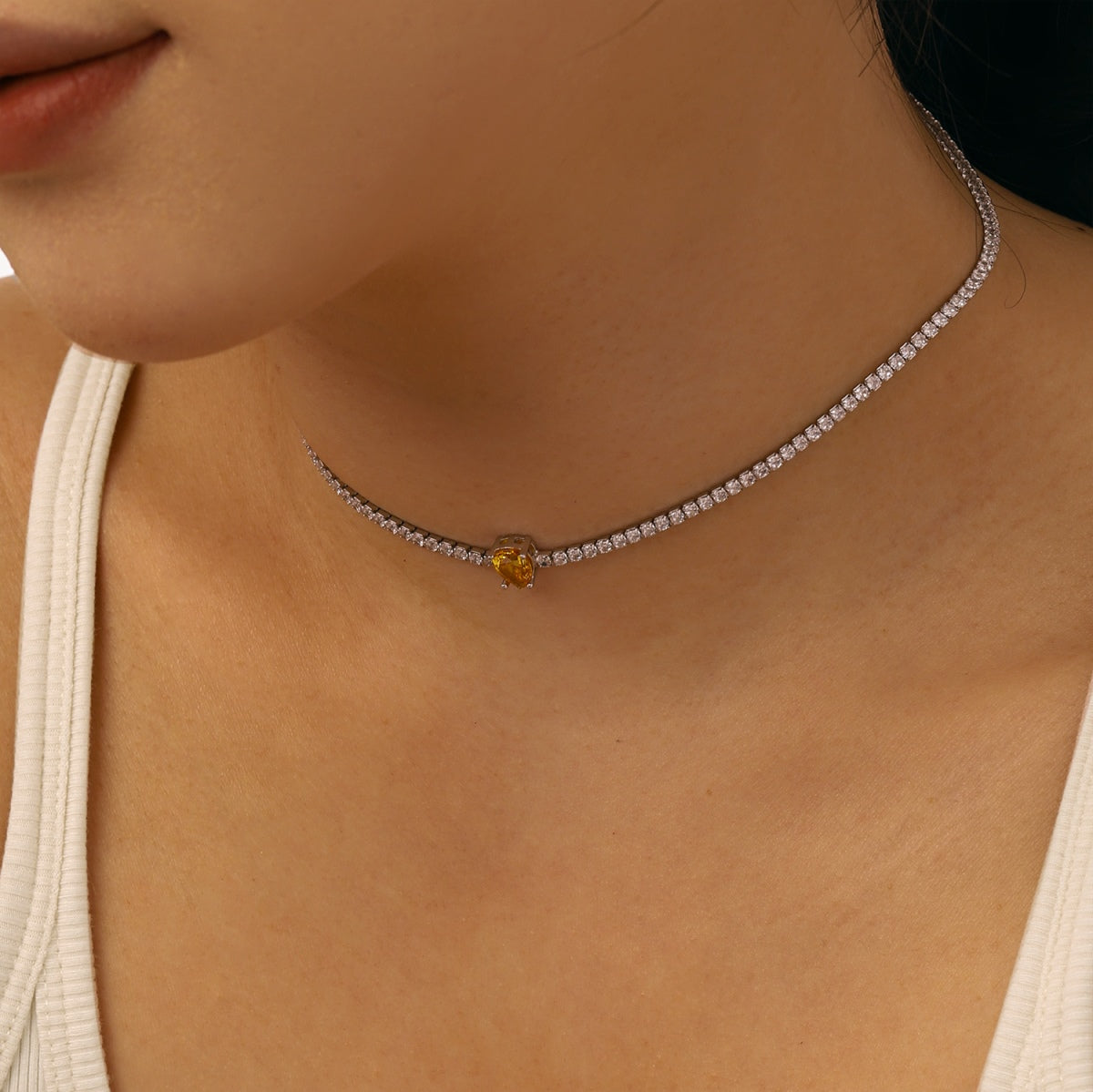 [Windsor Jewelry]1.0 carat Unique Pear Cut Tennis Necklace
