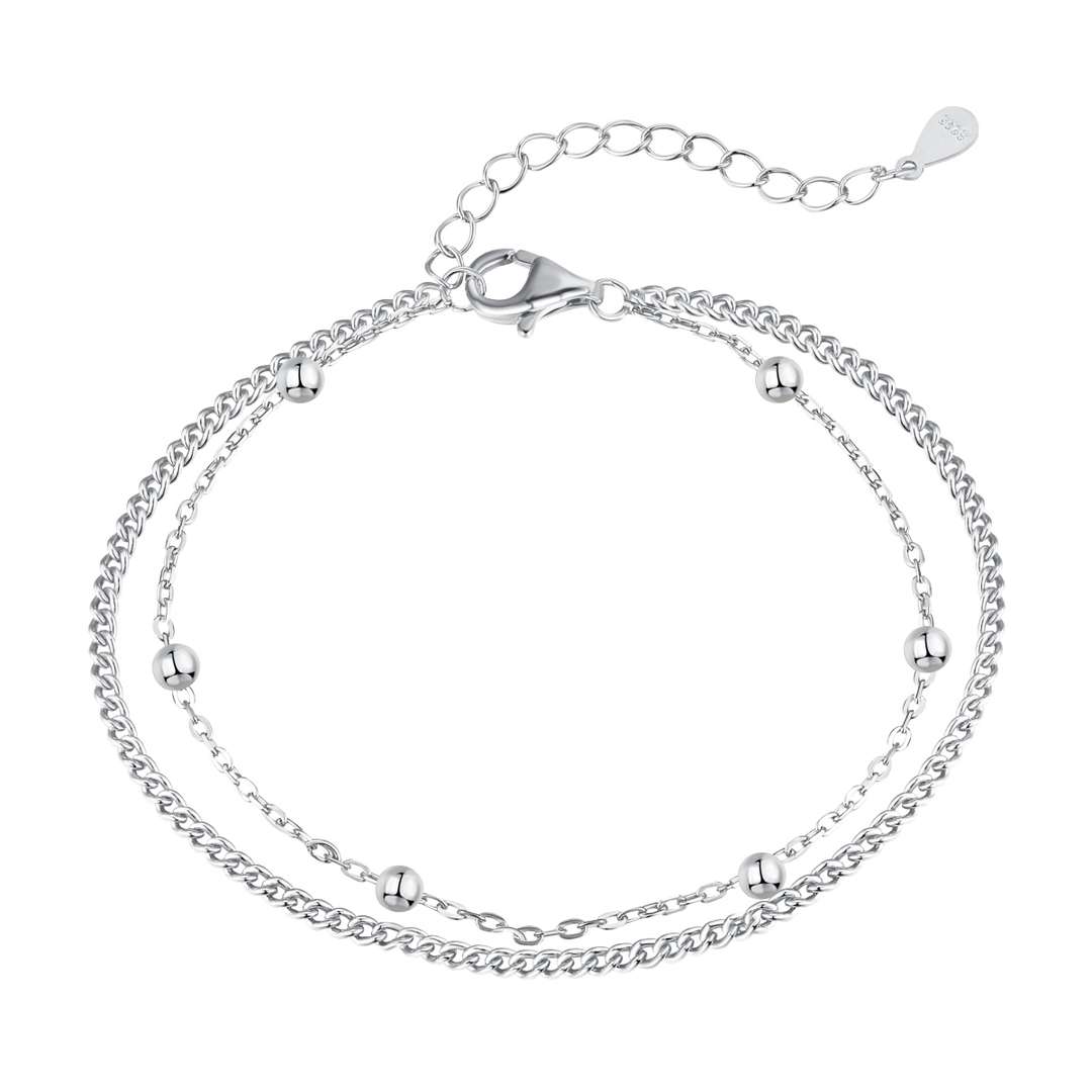 [Windsor Jewelry]Delicate Bead Double Layer Bracelet