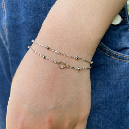 [Windsor Jewelry]Dainty Double Layer Love Heart Bracelet