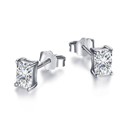 [Windsor Jewelry]Stylish Shiny Rectangular Center Stone Stud Earrings