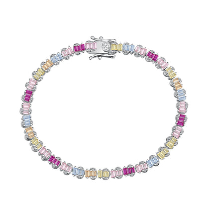 [Windsor Jewelry]Delicate Colorful Emerald Cut Party Bracelet