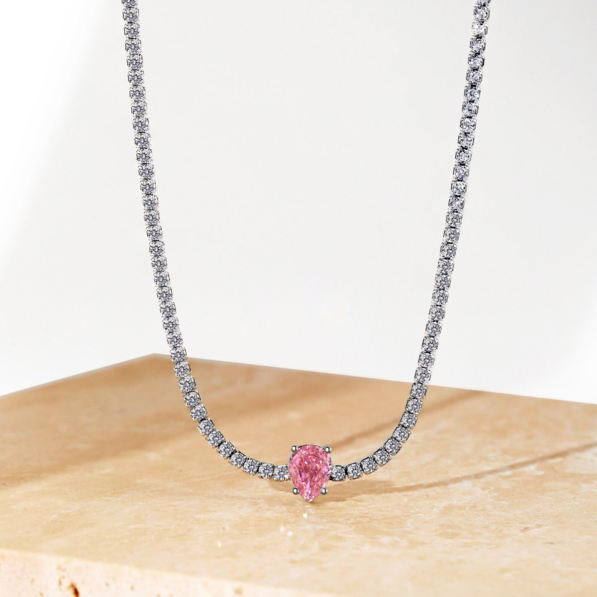[Windsor Jewelry]1.0 carat Unique Pear Cut Tennis Necklace