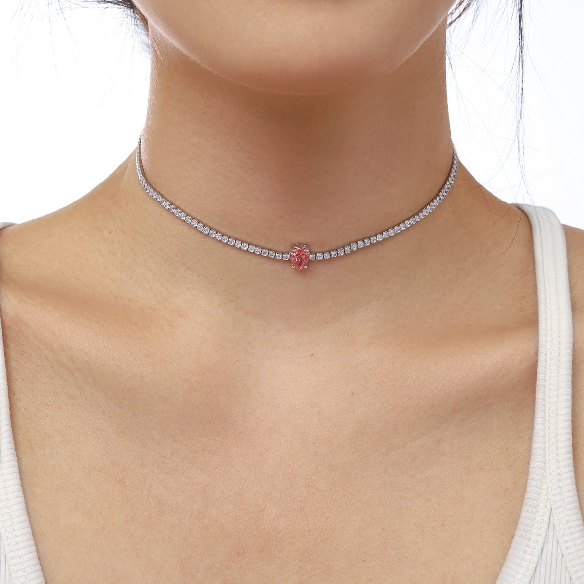[Windsor Jewelry]1.0 carat Unique Pear Cut Tennis Necklace