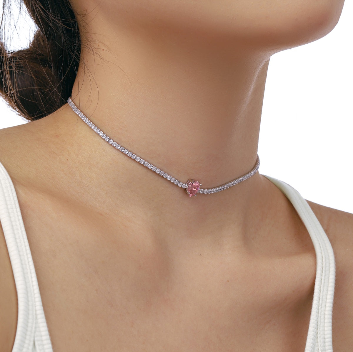 [Windsor Jewelry]1.0 carat Unique Pear Cut Tennis Necklace