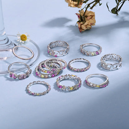 [Windsor Jewelry]Ornate Colorful Round Cut Tennis Ring