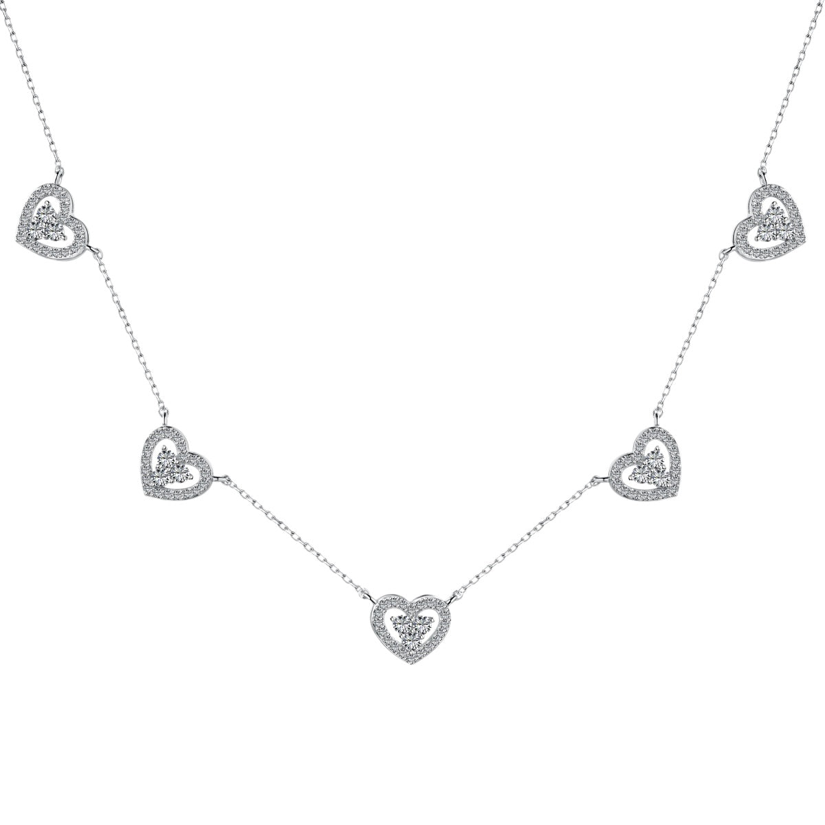 [Windsor Jewelry]Sparkling Five Heart Necklace