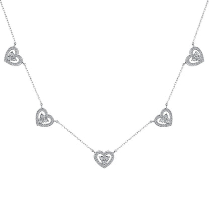 [Windsor Jewelry]Sparkling Five Heart Necklace