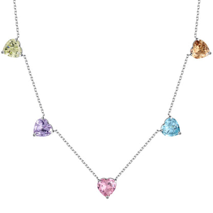 [Windsor Jewelry]Sparkling Colorful Heart Cut Necklace