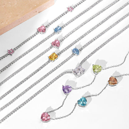 [Windsor Jewelry]Dazzling Pink Heart Flower Necklace