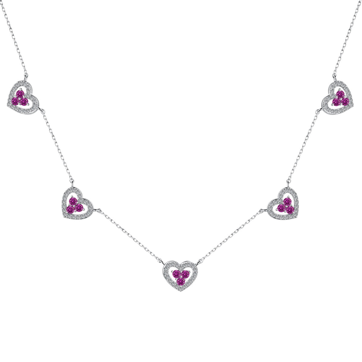 [Windsor Jewelry]Sparkling Five Heart Necklace