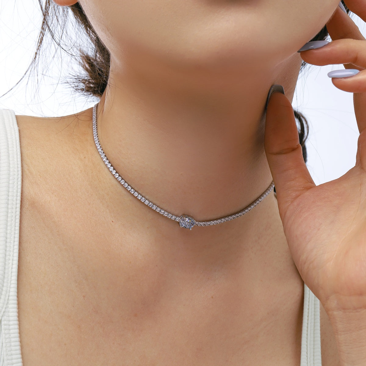 [Windsor Jewelry]1.0 Carat Shining Oval Cut Necklace