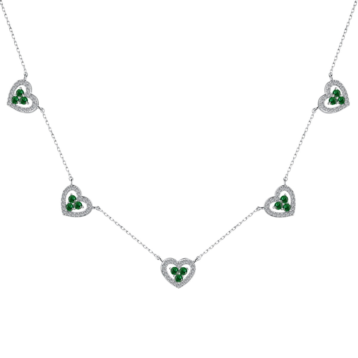 [Windsor Jewelry]Sparkling Five Heart Necklace