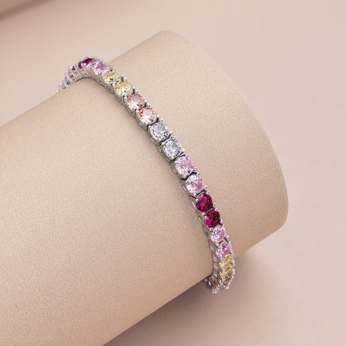 [Windsor Jewelry]Radiant Colorful Round Cut Tennis Bracelet