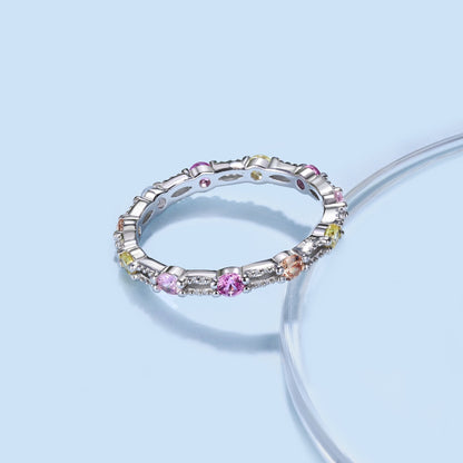 [Windsor Jewelry]Sparkling Colorful Round Cut Tennis Ring
