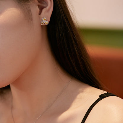 [Windsor Jewelry]Ornate Flower Shape Pear Cut Lover Earrings