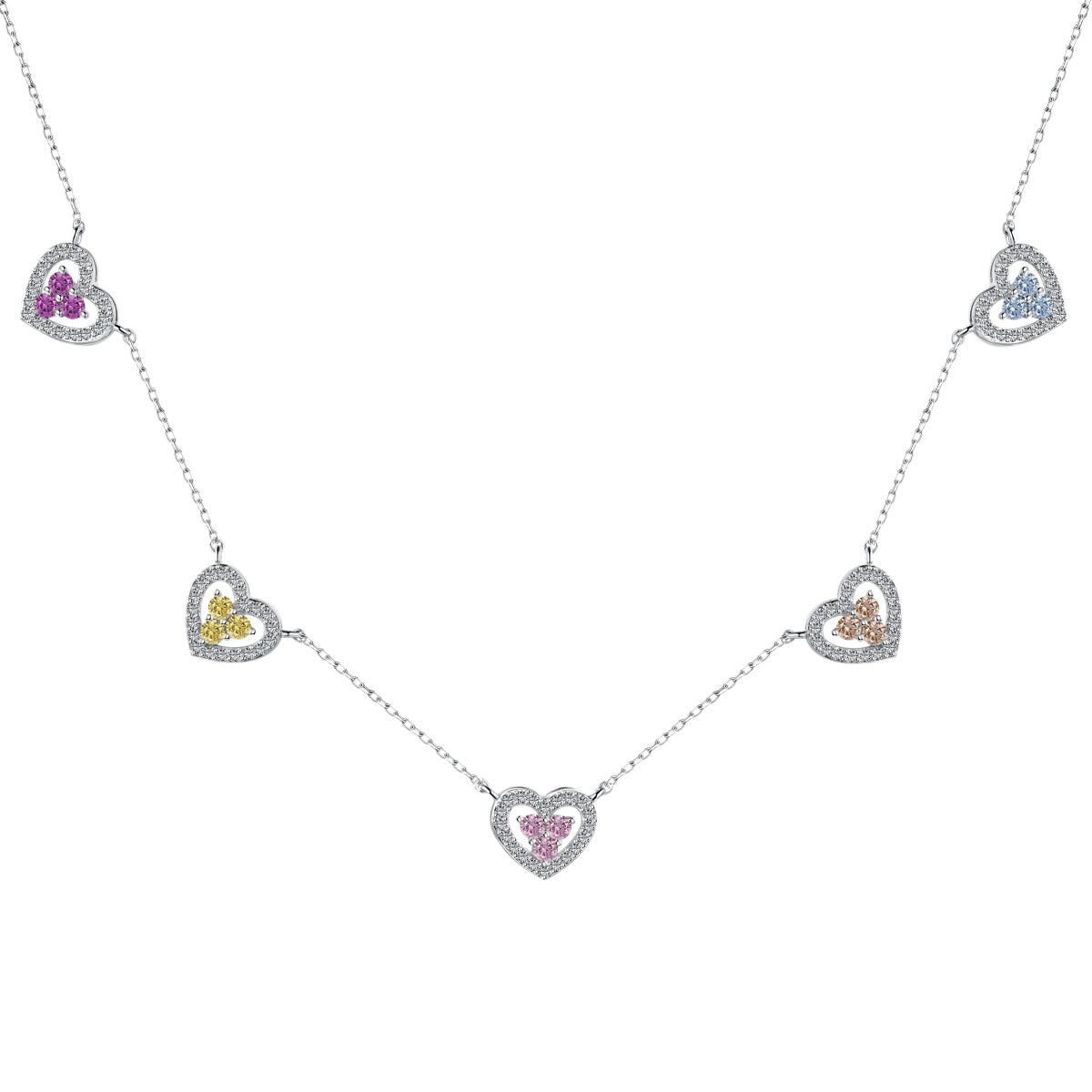 [Windsor Jewelry]Sparkling Five Heart Necklace