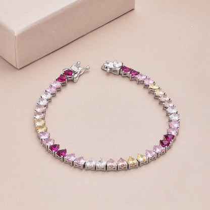[Windsor Jewelry]Luxurious Colorful Romantic Heart Shape Lover Bracelet