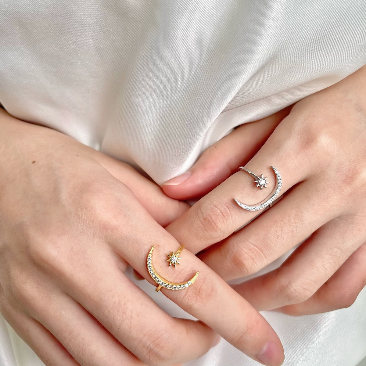 [Windsor Jewelry]Eternity Moon & Star Ring