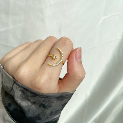 [Windsor Jewelry]Eternity Moon & Star Ring