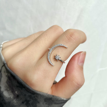 [Windsor Jewelry]Eternity Moon & Star Ring