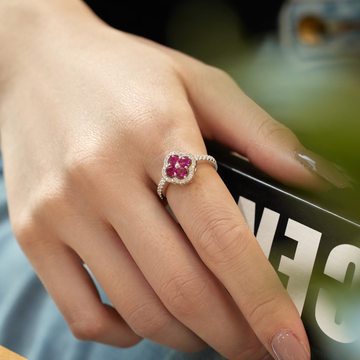 [Windsor Jewelry]Four Leaf Clover Flower Design Ring