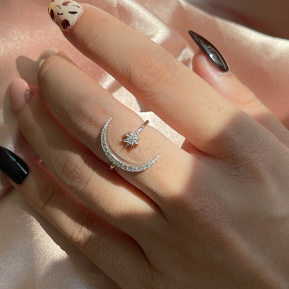 [Windsor Jewelry]Eternity Moon & Star Ring