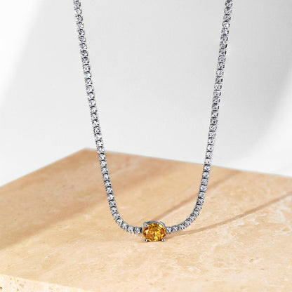 [Windsor Jewelry]1.0 Carat Shining Oval Cut Necklace