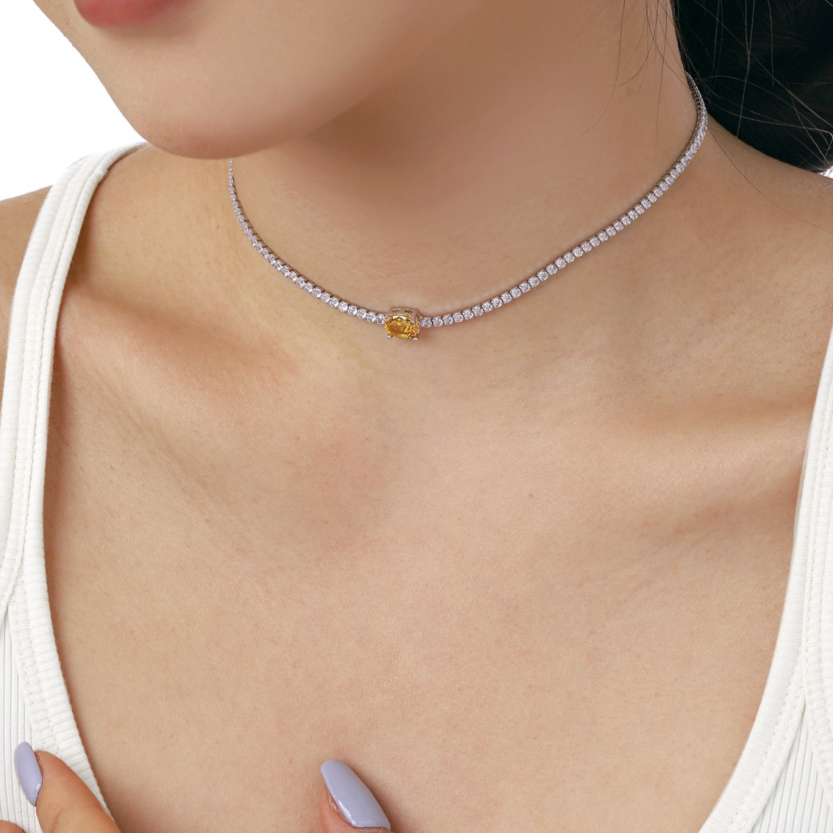 [Windsor Jewelry]1.0 Carat Shining Oval Cut Necklace