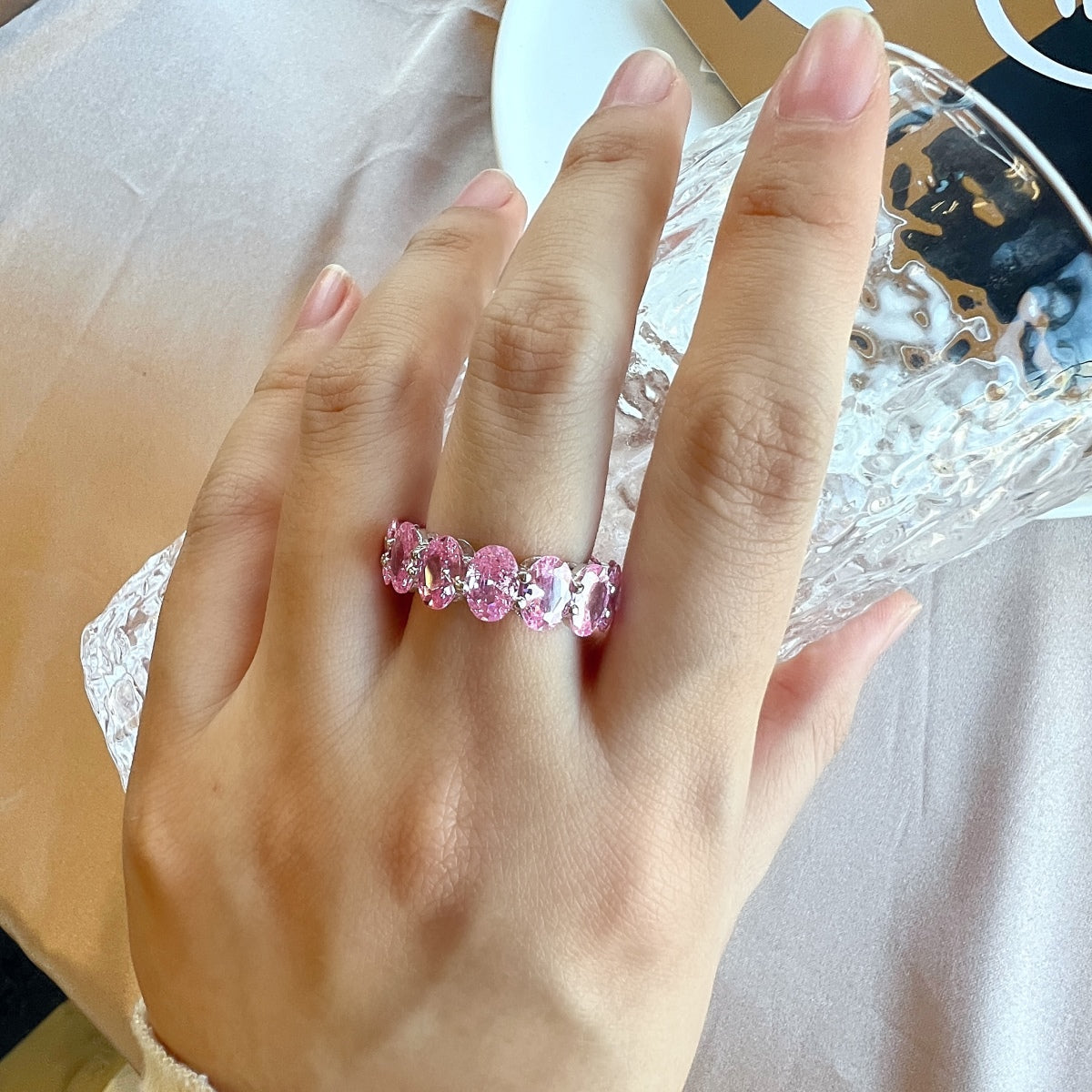 [Windsor Jewelry]Dainty Elongated Cushion Cut Tennis Ring