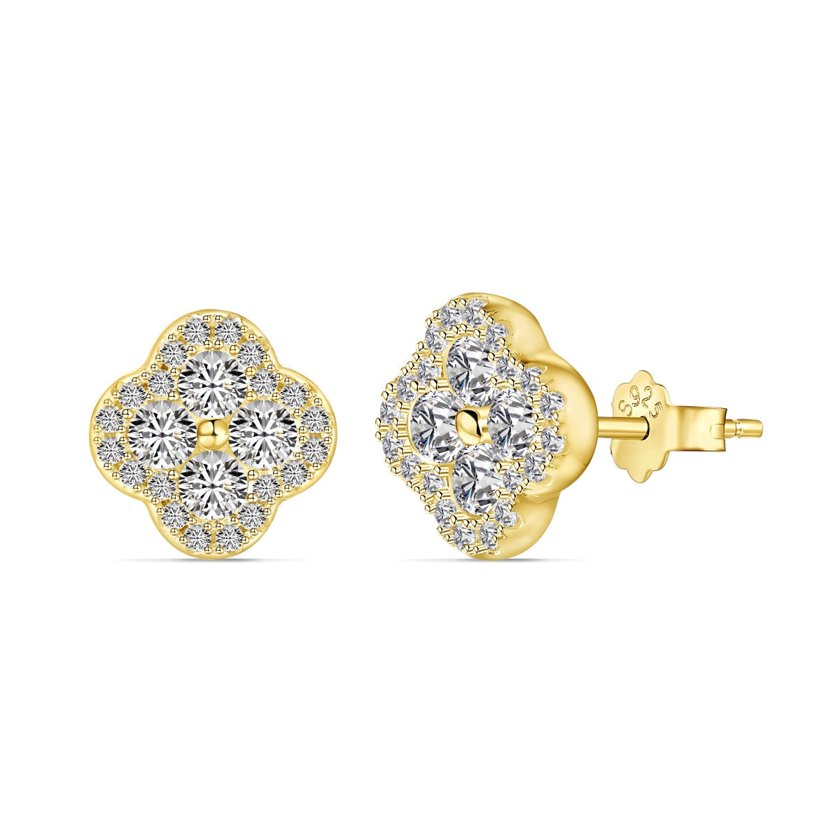[Windsor Jewelry]Four-Leaf Clover Flower Shaped Earrings