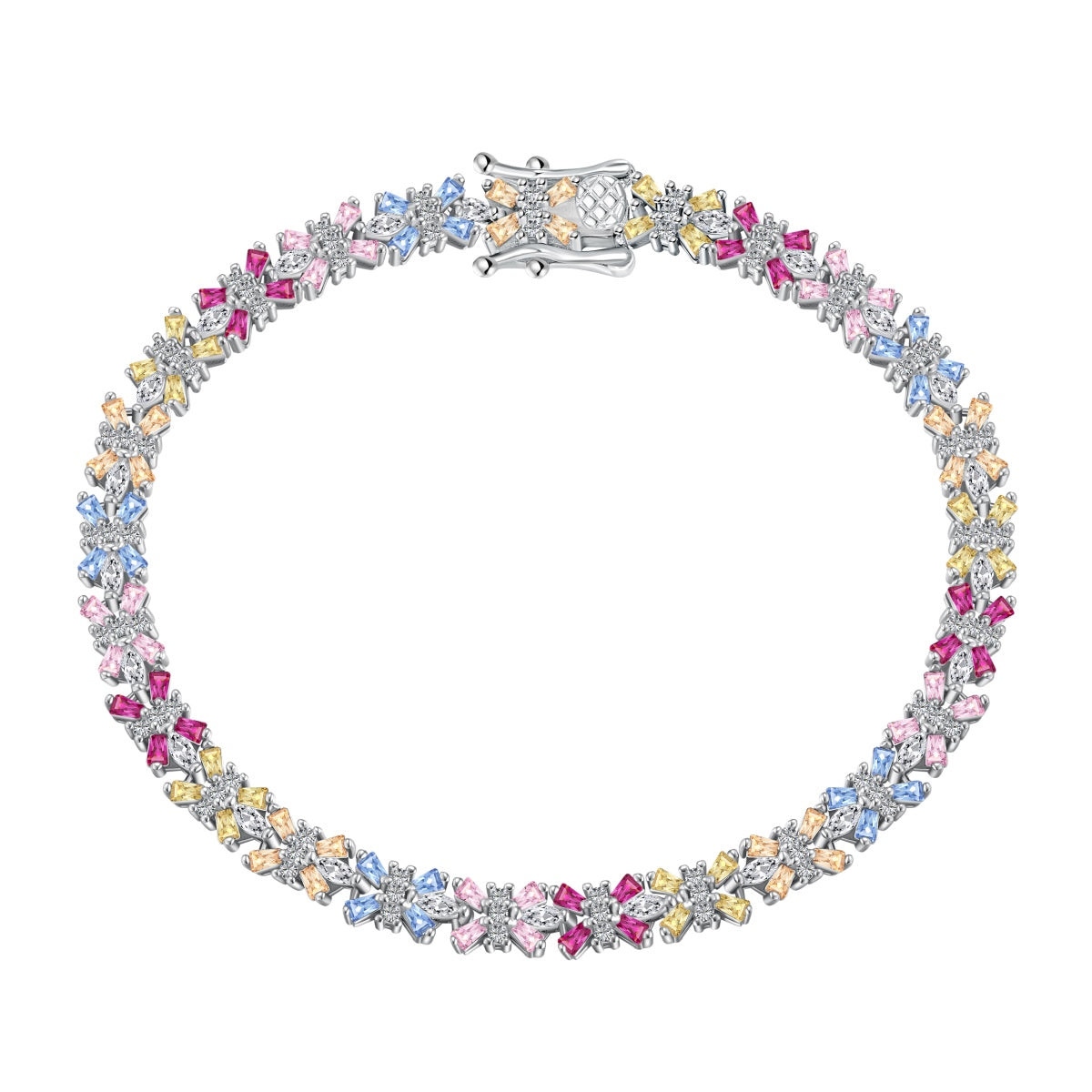 [Windsor Jewelry]Radiant Colorful Emerald Cut Party Bracelet