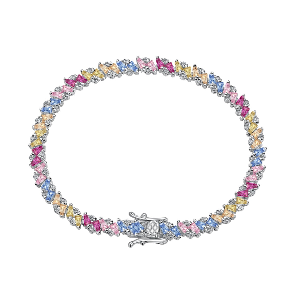 [Windsor Jewelry]Ornate Sparkling Multi Cut Party Bracelet