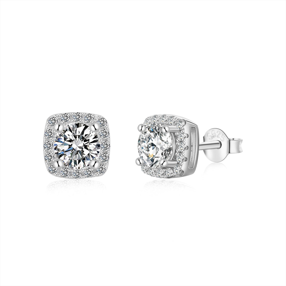 [Windsor Jewelry]Classic Round Center Stone Stud Earrings