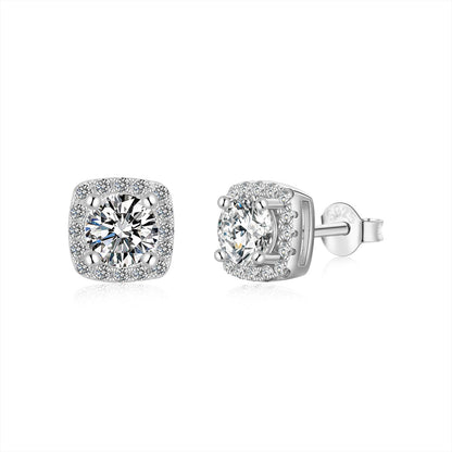 [Windsor Jewelry]Classic Round Center Stone Stud Earrings