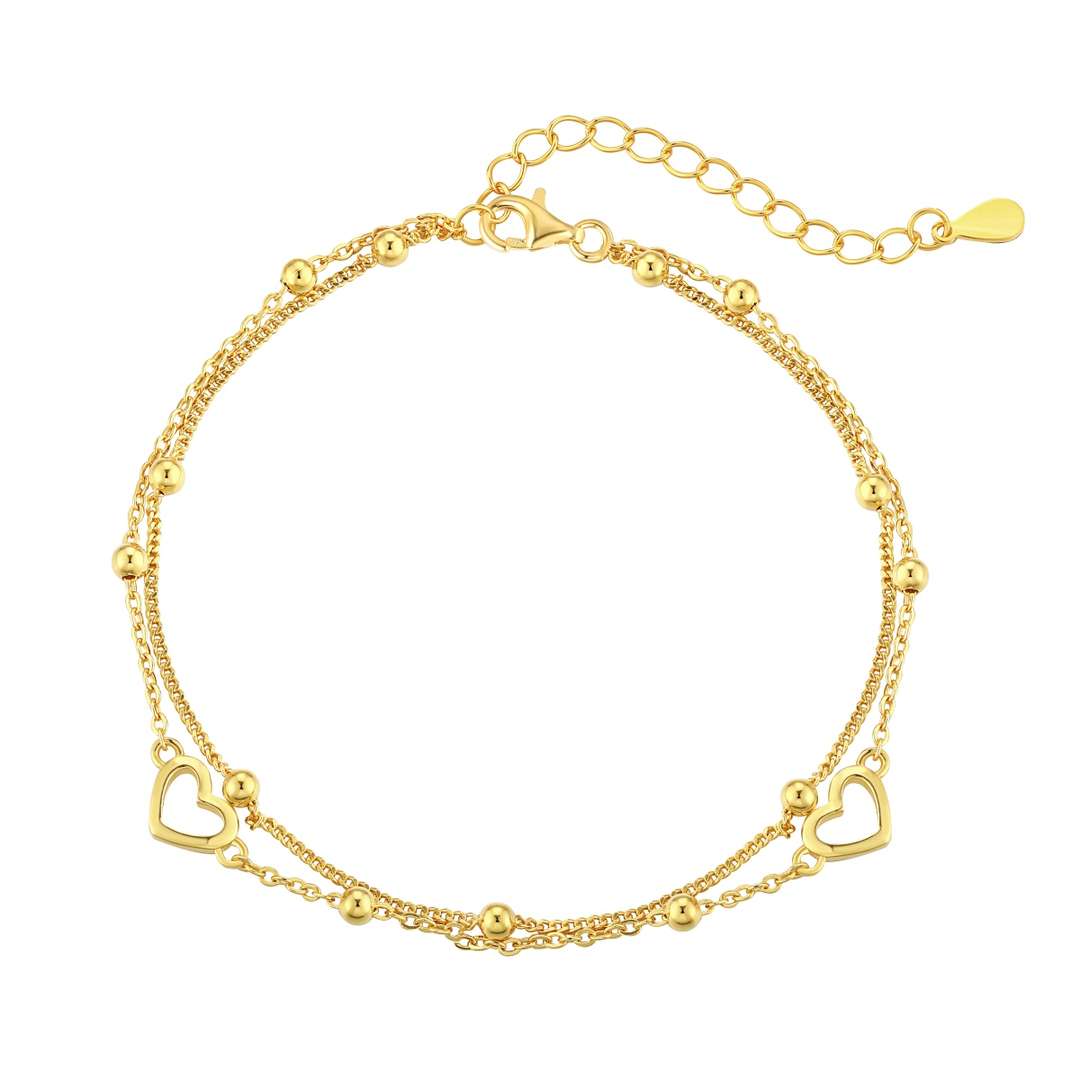 [Windsor Jewelry]Dainty Double Layer Love Heart Bracelet