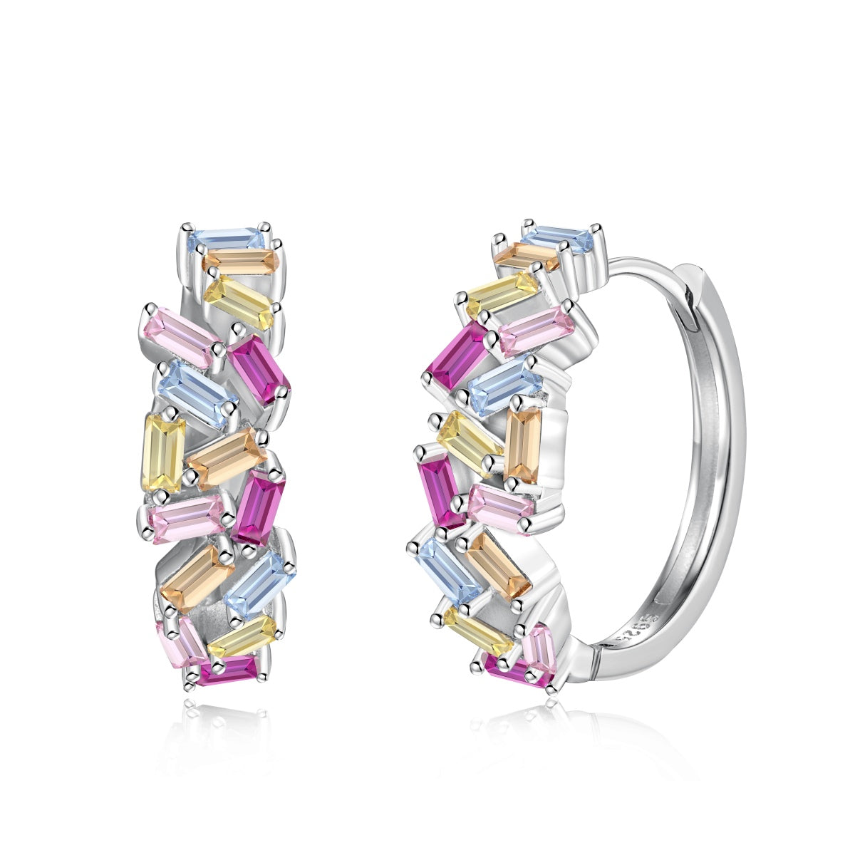 [Windsor Jewelry]Dazzling Colorful Emerald Cut Daily Earrings