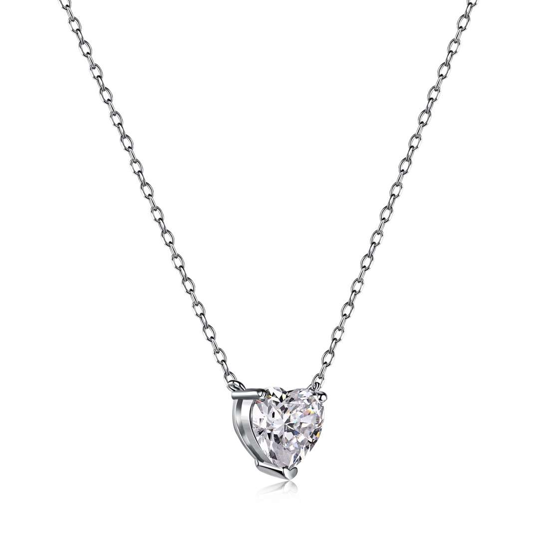 [Windsor Jewelry]Heart Shape Main Stone Pendant Collarbone Necklace