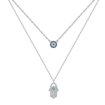 [Windsor Jewelry]Demon Eye Hamsa Palm Necklace