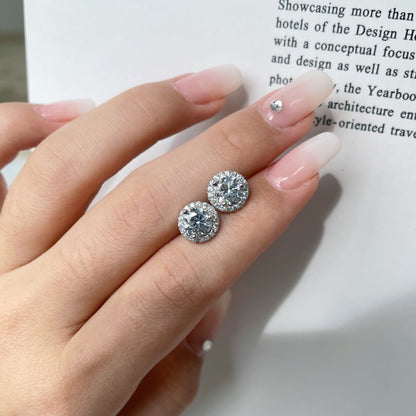 [Windsor Jewelry]Classic Princess Round Shape Earrings