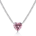 [Tonmkive Jewelry]8.0 Carat Versatile Colorful Sweet Heart-Shaped Tennis Necklace