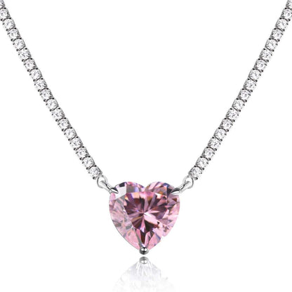 [Windsor Jewelry]8.0 Carat Versatile Colorful Sweet Heart-Shaped Tennis Necklace