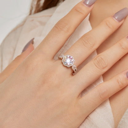 [Windsor Jewelry]Delicate Colorful Round Cut Flower Shape Wedding Ring