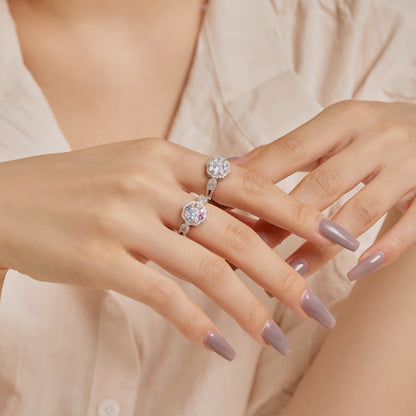 [Windsor Jewelry]Delicate Colorful Round Cut Flower Shape Wedding Ring