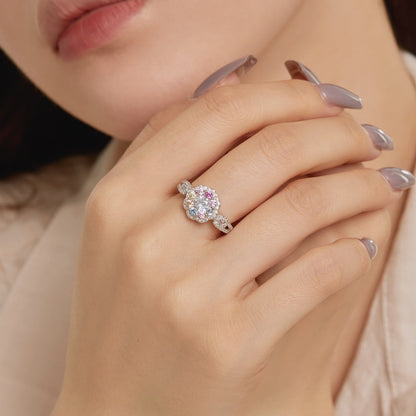 [Windsor Jewelry]Delicate Colorful Round Cut Flower Shape Wedding Ring