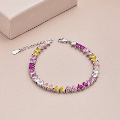 [Windsor Jewelry]Luxurious Colorful Romantic Heart Shape Lover Bracelet