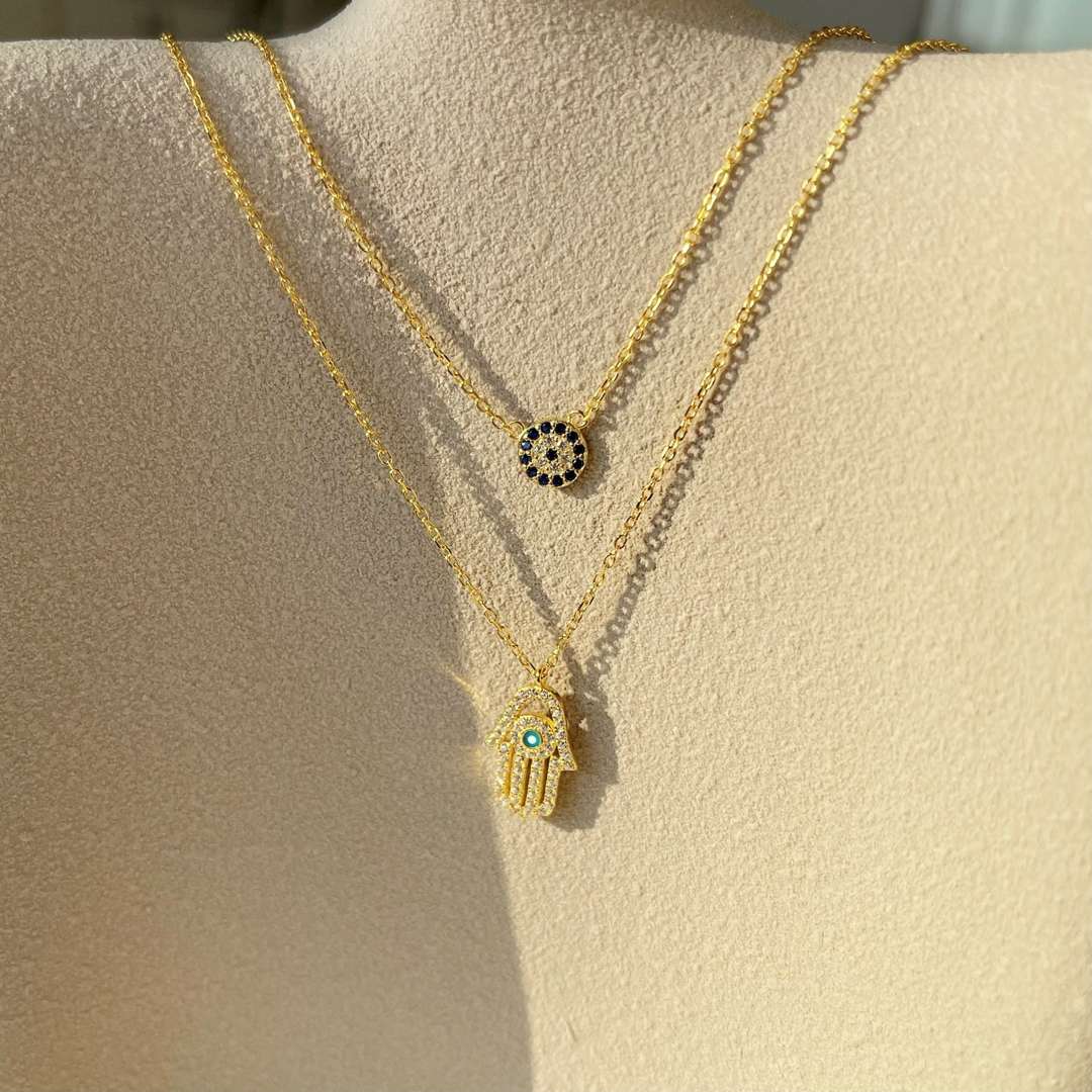 [Windsor Jewelry]Demon Eye Hamsa Palm Necklace