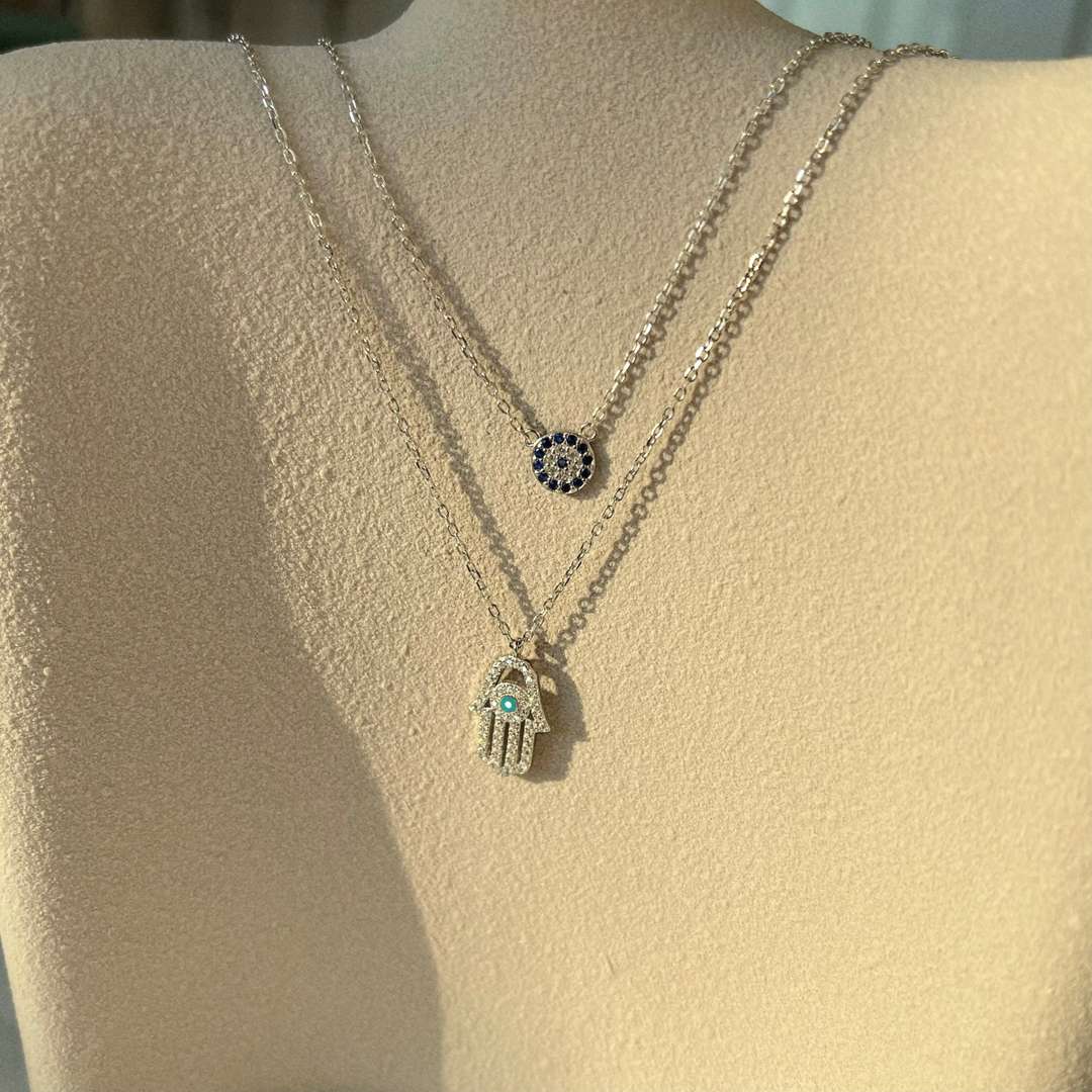 [Windsor Jewelry]Demon Eye Hamsa Palm Necklace