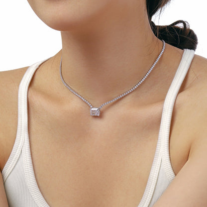 [Windsor Jewelry]4.0 Carat Elegant Radiant Cut Necklace