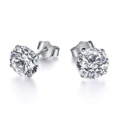 [Windsor Jewelry]Stylish Shiny Round Center Stone Stud Earrings
