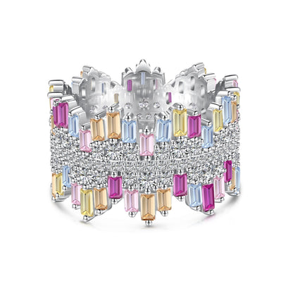 [Windsor Jewelry]Luxurious Colorful Radiant Cut Daily Ring